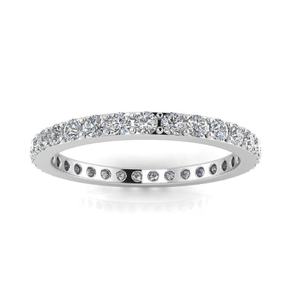 Round Brilliant Cut Diamond Pave Set Eternity Ring In Platinum  (1.31ct. Tw.) Ring Size 4