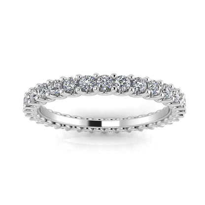 Round Brilliant Cut Diamond Shared Prong Set Eternity Ring In 14k White Gold  (0.99ct. Tw.) Ring Size 8