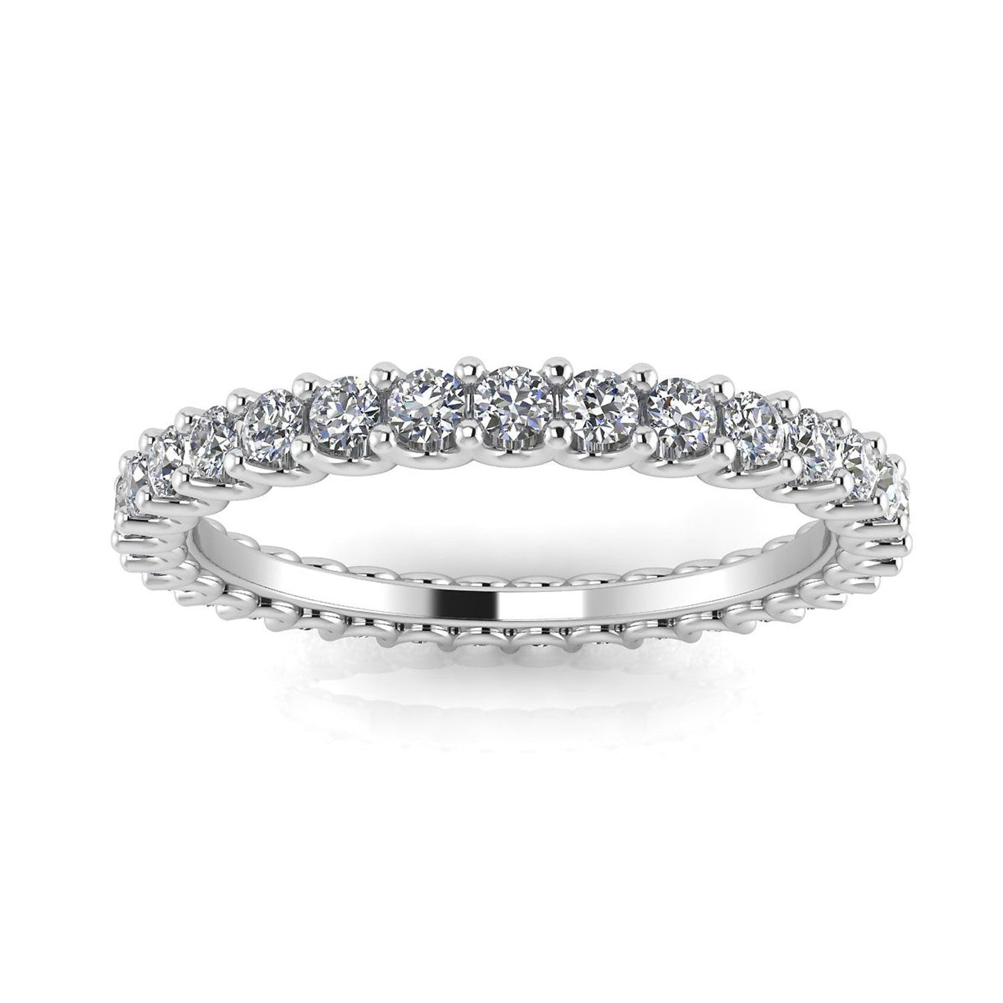 Round Brilliant Cut Diamond Shared Prong Set Eternity Ring In 18k White Gold  (0.74ct. Tw.) Ring Size 8
