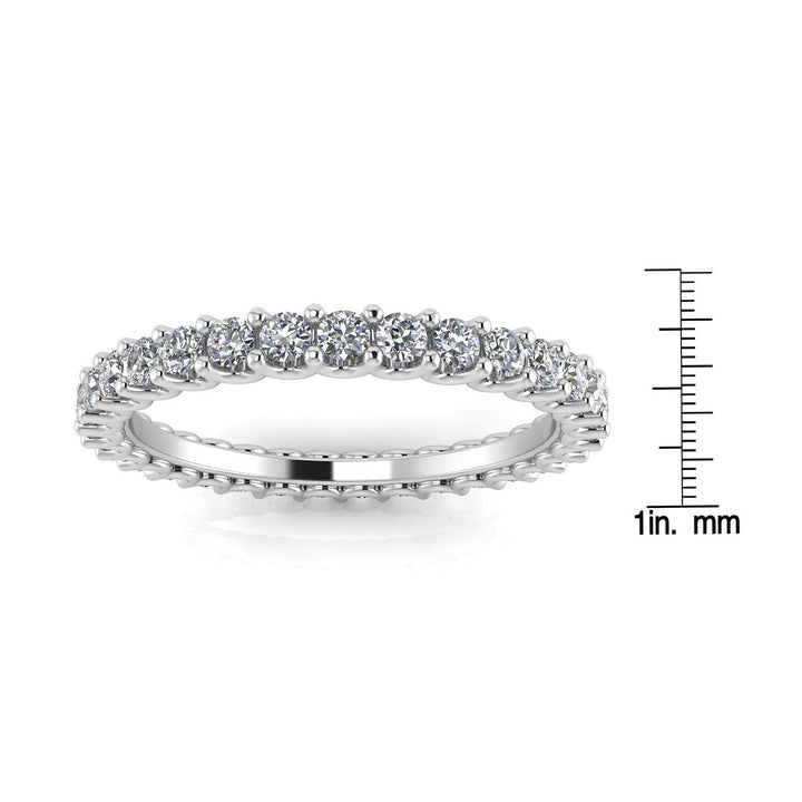 Round Brilliant Cut Diamond Shared Prong Set Eternity Ring In 18k White Gold  (1.43ct. Tw.) Ring Size 5
