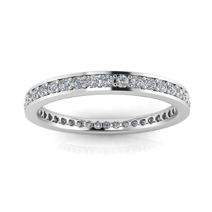 Round Brilliant Cut Diamond Channel Pave Set Eternity Ring In 14k White Gold  (0.83ct. Tw.) Ring Size 4
