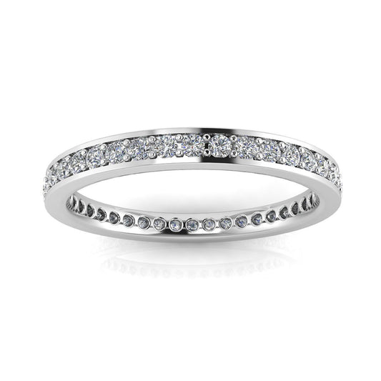 Round Brilliant Cut Diamond Channel Pave Set Eternity Ring In 14k White Gold  (0.45ct. Tw.) Ring Size 4.5