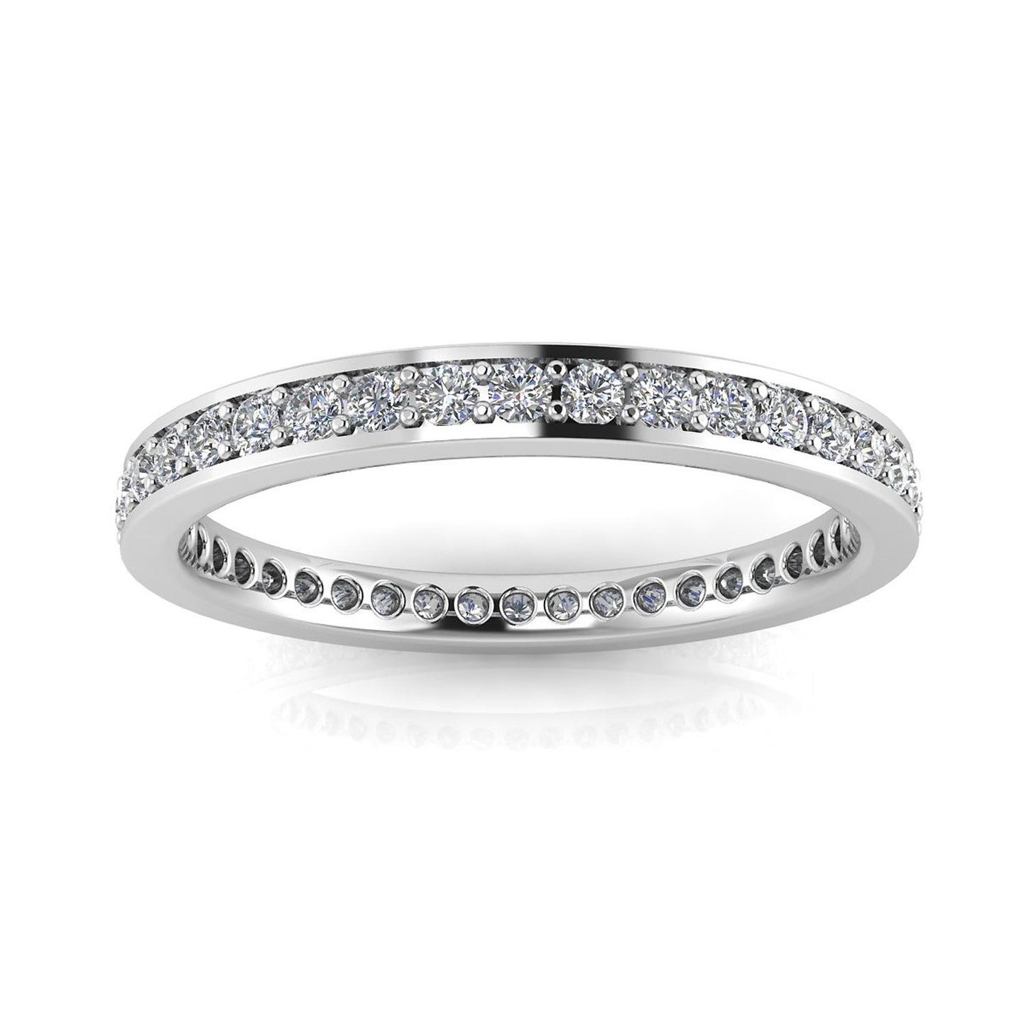 Round Brilliant Cut Diamond Channel Pave Set Eternity Ring In 18k White Gold  (0.45ct. Tw.) Ring Size 5