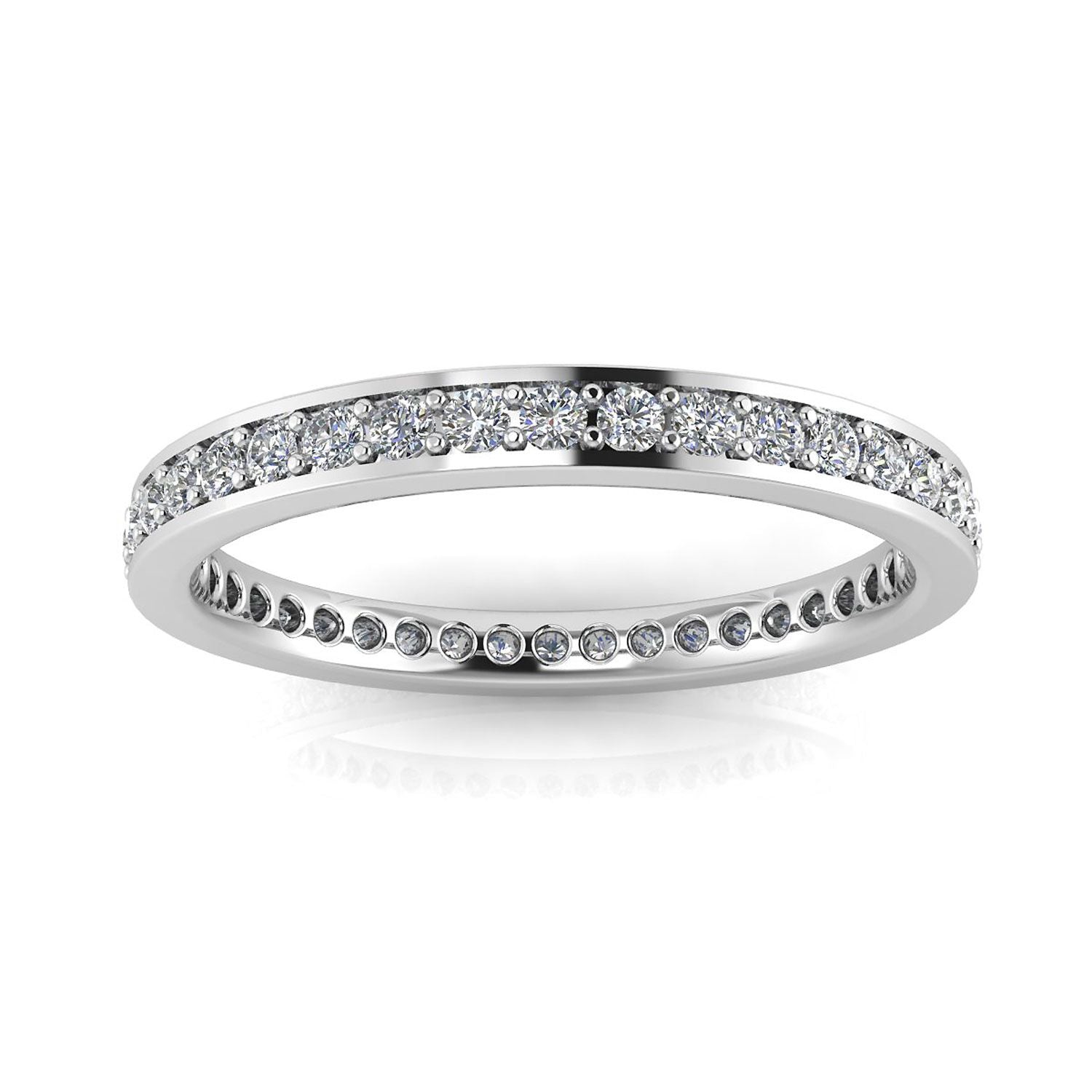 Round Brilliant Cut Diamond Channel Pave Set Eternity Ring In