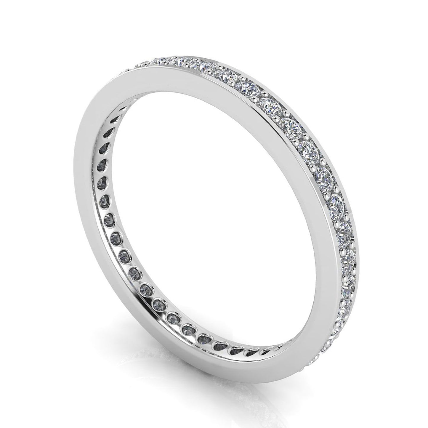 Round Brilliant Cut Diamond Channel Pave Set Eternity Ring In 18k White Gold  (0.34ct. Tw.) Ring Size 8