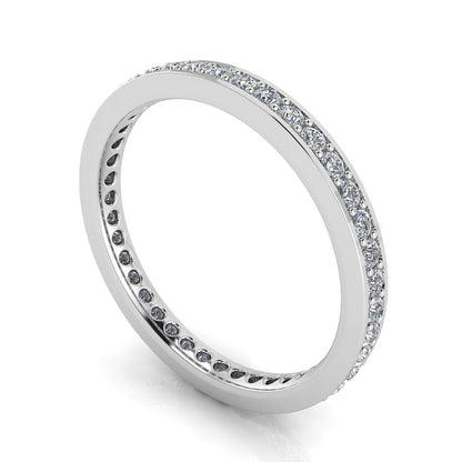 Round Brilliant Cut Diamond Channel Pave Set Eternity Ring In 14k White Gold  (0.28ct. Tw.) Ring Size 4
