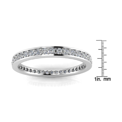 Round Brilliant Cut Diamond Channel Pave Set Eternity Ring In 18k White Gold  (0.34ct. Tw.) Ring Size 8