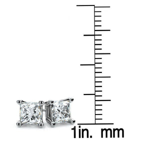 Natural Diamond Princess Cut Four Prong Stud Earrings in Platinum, 1/3 ct. t.w., in 950 - Platinum – detail view | RockHer