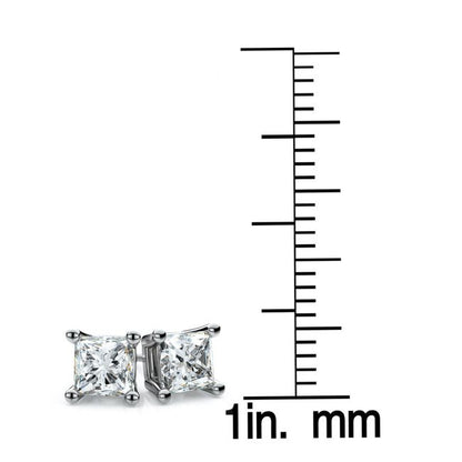 18k White Gold 4-prong Princess Diamond Stud Earrings (0.75 Ct. T.w., Si1-2 Clarity, H-i Color)
