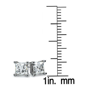 Natural Diamond Princess Cut Four Prong Stud Earrings in Platinum, 1.1 ct. t.w., in 950 - Platinum – detail view | RockHer