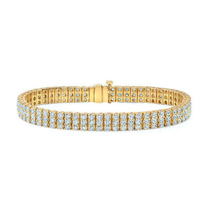 Diamond Round 4-prong Triple Row Bracelet in 14K Yellow Gold – front view | RockHer