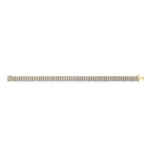 Diamond Round 4-prong Triple Row Bracelet in 14K Yellow Gold – front view | RockHer