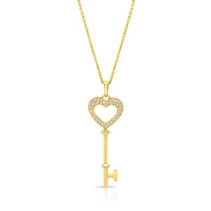 Natural Diamond Heart Shape Pendant in 14K Yellow Gold, 6 ct. t.w. – front view | RockHer