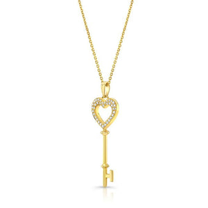 Natural Diamond Heart Shape Pendant in 14K Yellow Gold, 6 ct. t.w. – side profile | RockHer