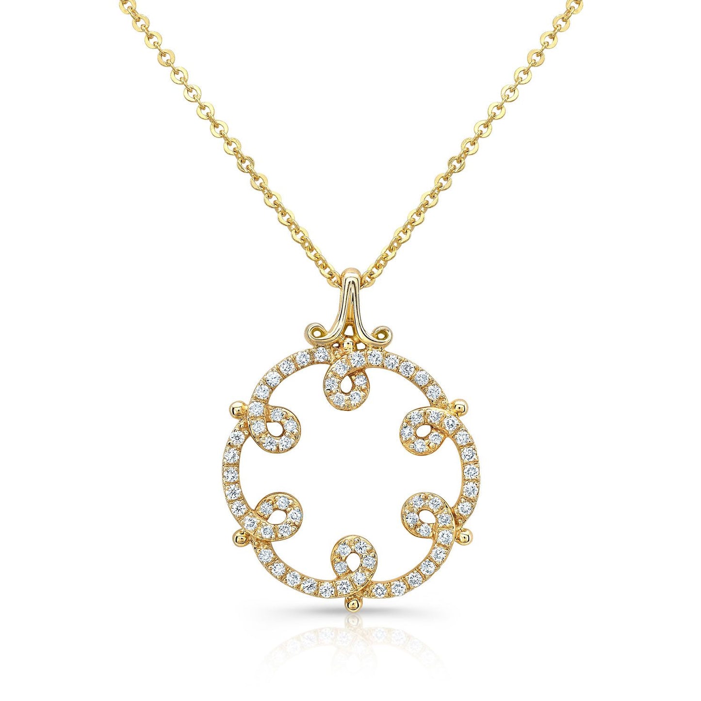 Diamond Loops Pendant In 14k Yellow Gold