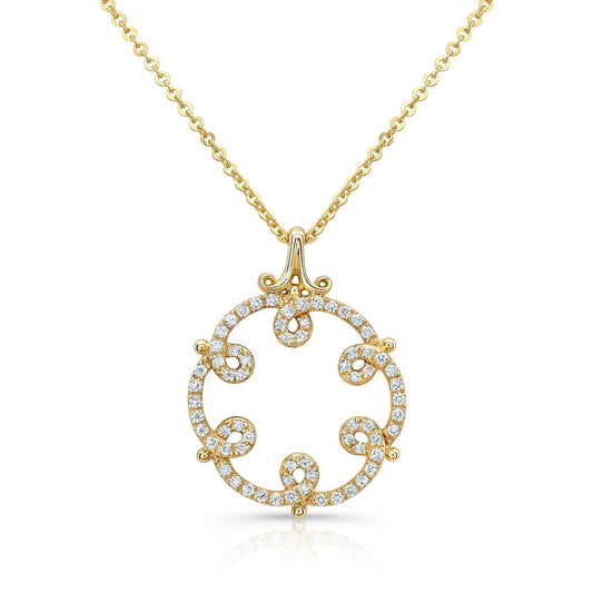 Diamond Loops Pendant In 14k Yellow Gold