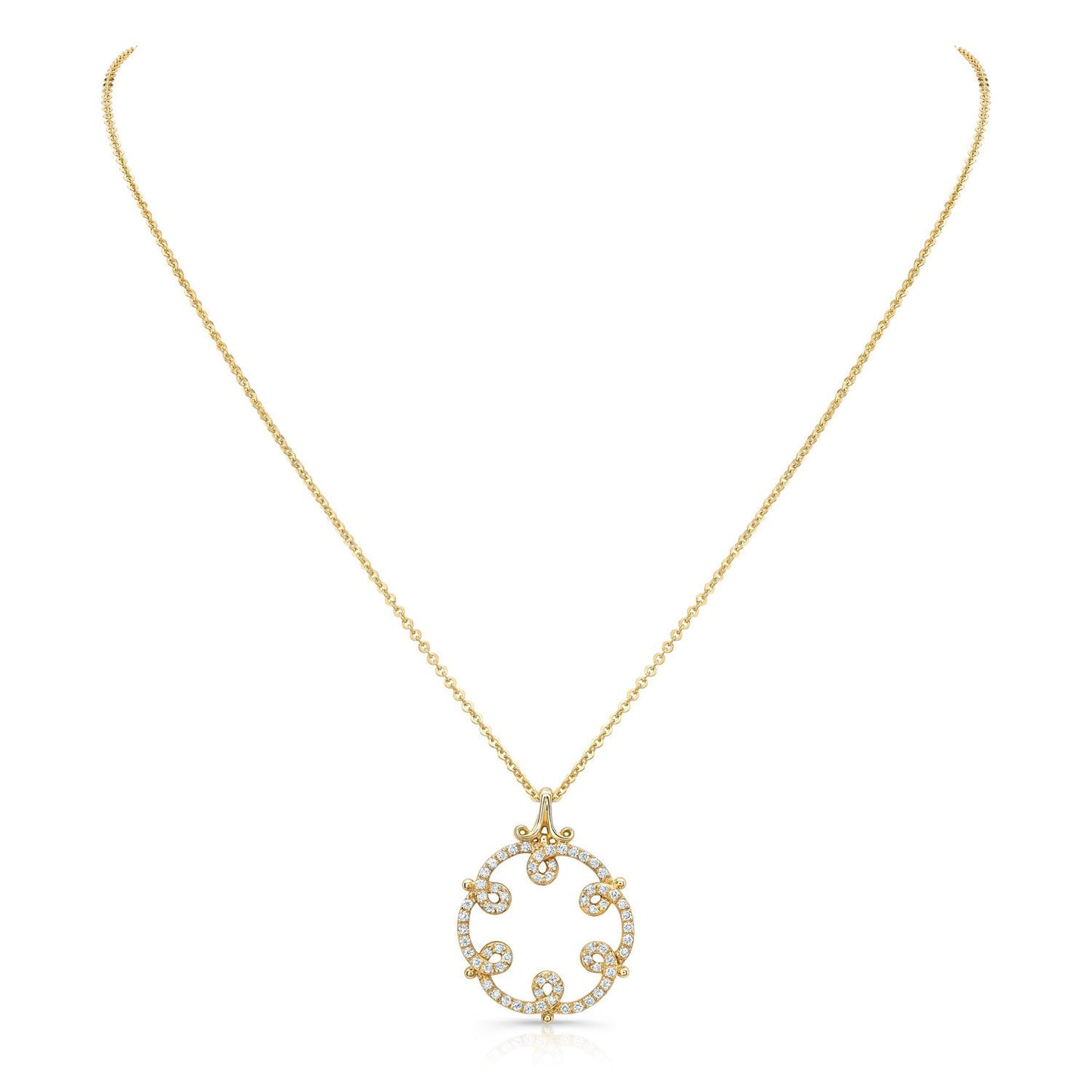 Diamond Loops Pendant In 14k Yellow Gold
