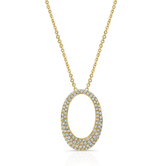 Diamond Pave Oval Pendant In 14k Yellow Gold (si)