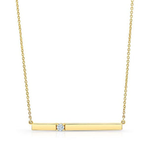 Diamond Bar Necklace in 14K Yellow Gold – front view | RockHer