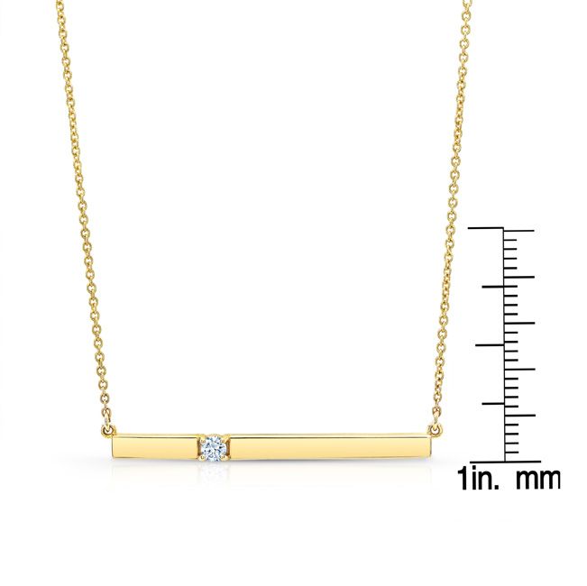 Diamond Bar Necklace In 14k Yellow Gold