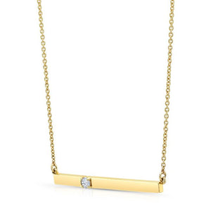 Diamond Bar Necklace in 14K Yellow Gold – side profile | RockHer