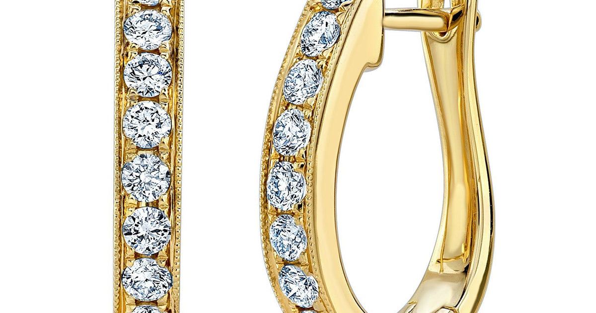 Diamond J Hoop Earrings In 14k Yellow Gold (0.50 Ctw)