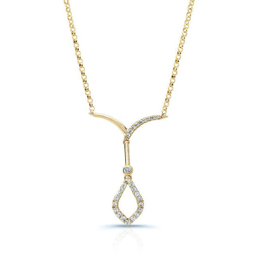 Open Kite Diamond Drop Necklace In 14k Yellow Gold 18 Inch Length
