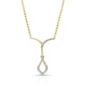 Open Kite Diamond Drop Necklace in 14K Yellow Gold – front view | RockHer