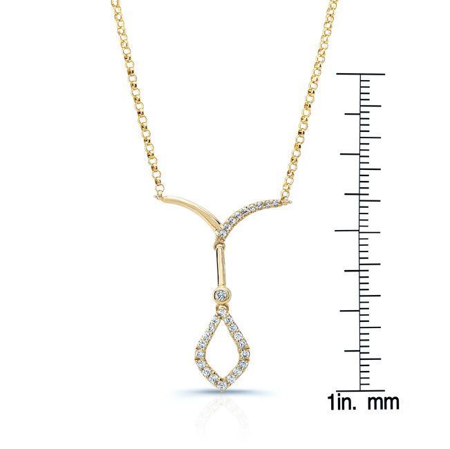 Open Kite Diamond Drop Necklace In 14k Yellow Gold 18 Inch Length
