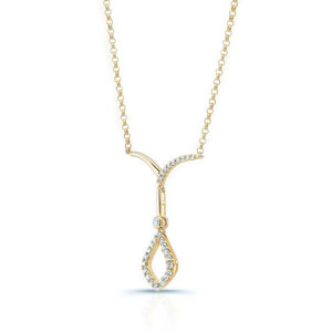 Open Kite Diamond Drop Necklace in 14K Yellow Gold – side profile | RockHer