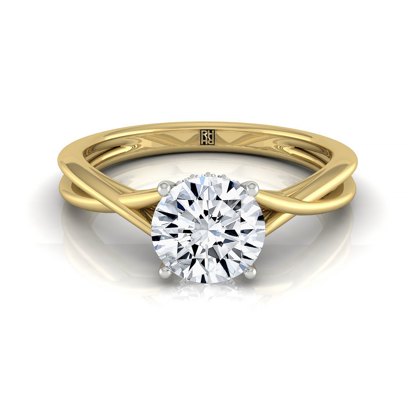 The Grace Solitaire Engagement Ring Setting for Round Diamonds in 18K Yellow Gold, photo 8 | RockHer