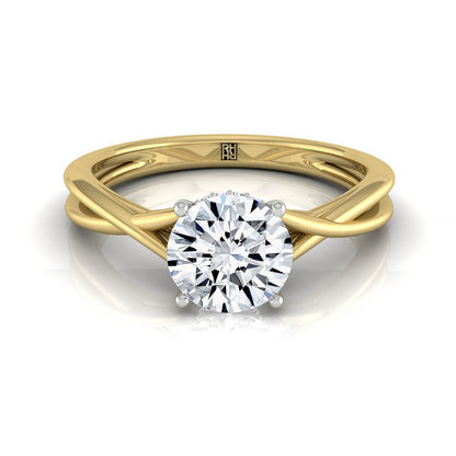 Round Brilliant, Hidden Halo Solitaire Round, in 18K Yellow Gold – front view | RockHer