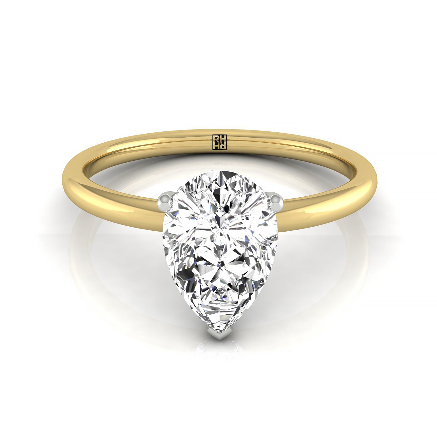 The Dolly double hidden halo solitaire engagement ring setting, shown in 18K Yellow Gold | RockHer