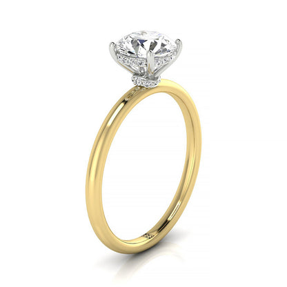 Round Brilliant, Double Hidden Halo Solitaire Round, in 18K Yellow Gold – side profile | RockHer