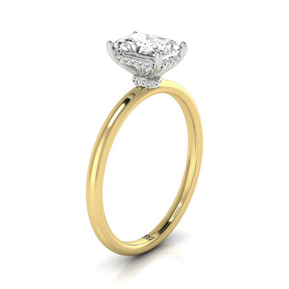 18ky Radiant Double Hidden Halo Solitaire Engagement Ring With 32 Prong Set Round Diamonds