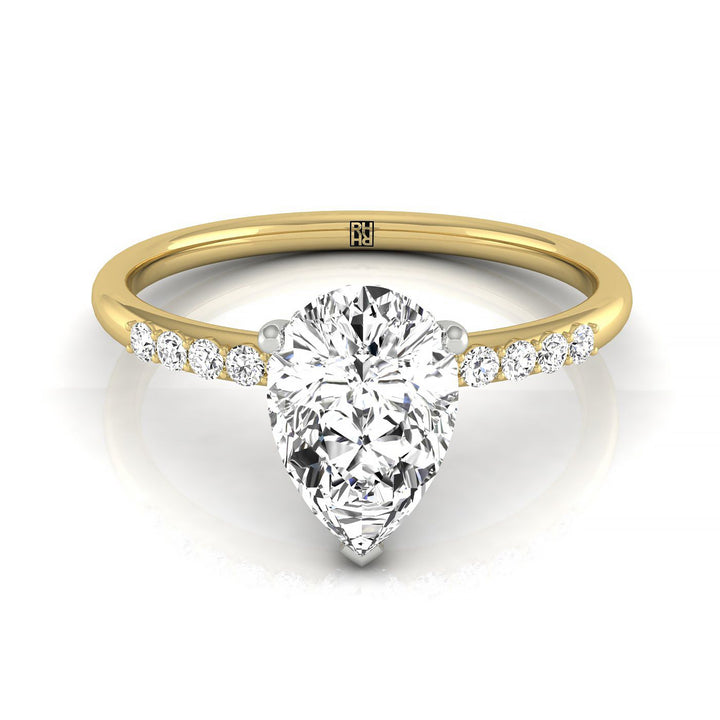Princess, Hidden Halo Quarter Shank PR, in 18K Yellow Gold – front view | RockHer