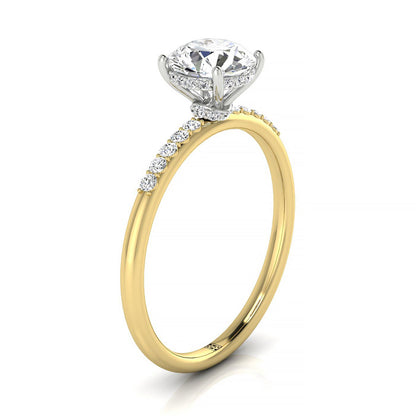 Round Brilliant, Double Hidden Halo Solitaire Round, in 18K Yellow Gold – side profile | RockHer