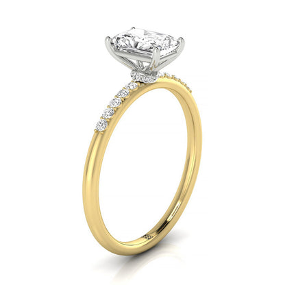 Emerald Cut, Quarter Shank Hidden Halo Solitaire Emerald, in 18K Yellow Gold – side profile | RockHer