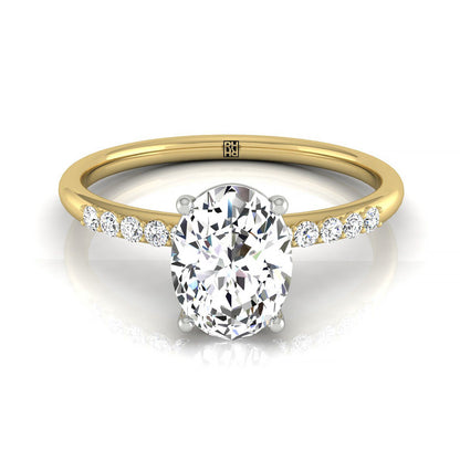 Quarter Shank Hidden Halo Solitaire Oval, in 18K Yellow Gold – front view | RockHer