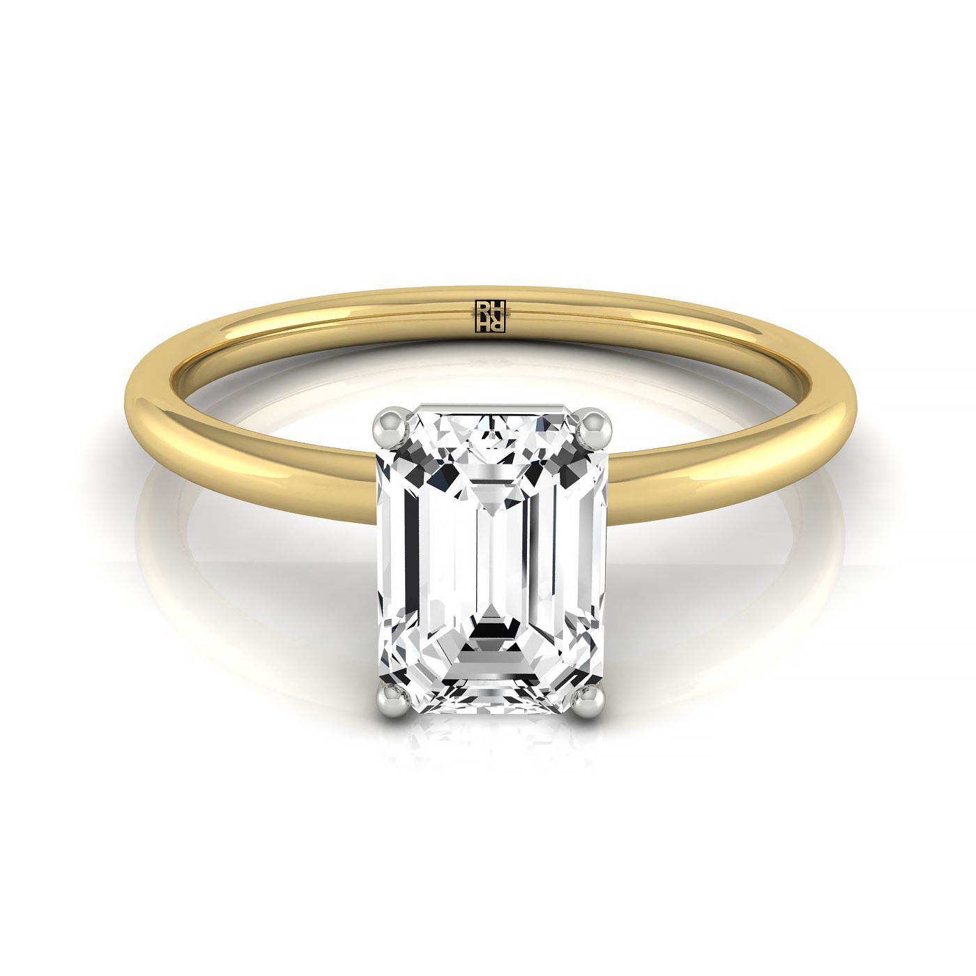 The Joni hidden halo solitaire cut engagement ring setting, shown in 18K Yellow Gold | RockHer