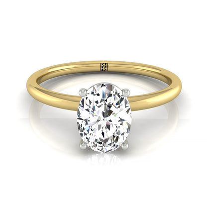 Hidden Halo Solitaire Oval, in 18K Yellow Gold – front view | RockHer