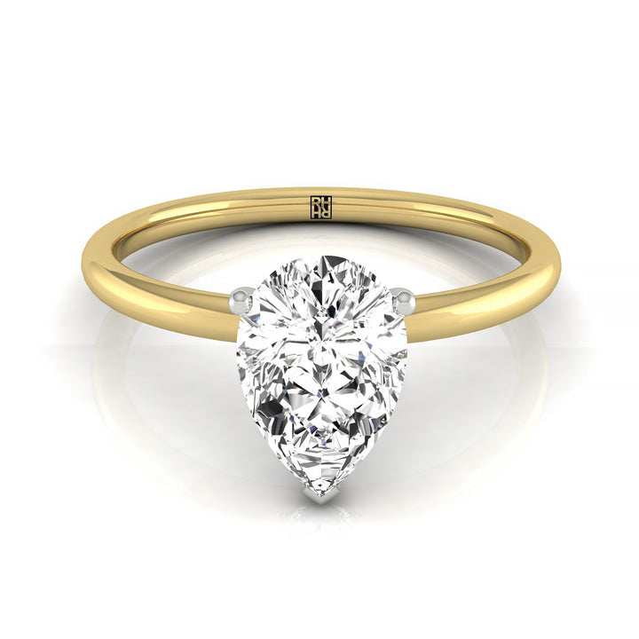 Hidden Halo Solitaire Princess, in 18K Yellow Gold – front view | RockHer