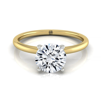 14ky Round Solitaire Engagement Ring With Hidden Halo With 8 Prong Set Round Diamonds