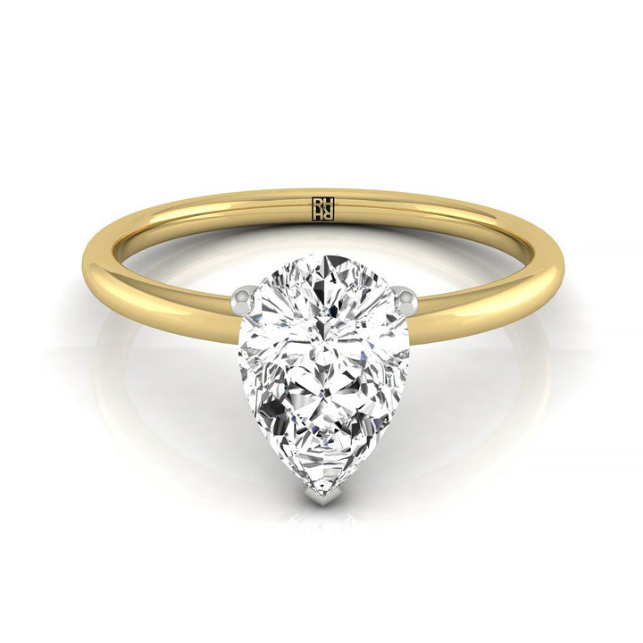 Upper Hidden Halo Solitaire Princess, in 18K Yellow Gold – front view | RockHer