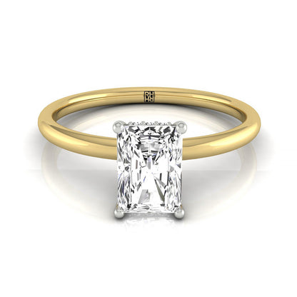 Upper Hidden Halo Solitaire Radiant, in 18K Yellow Gold – front view | RockHer