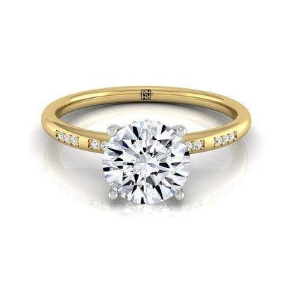 Round Brilliant, High Hidden Halo Solitaire Round, in 18K Yellow Gold – front view | RockHer