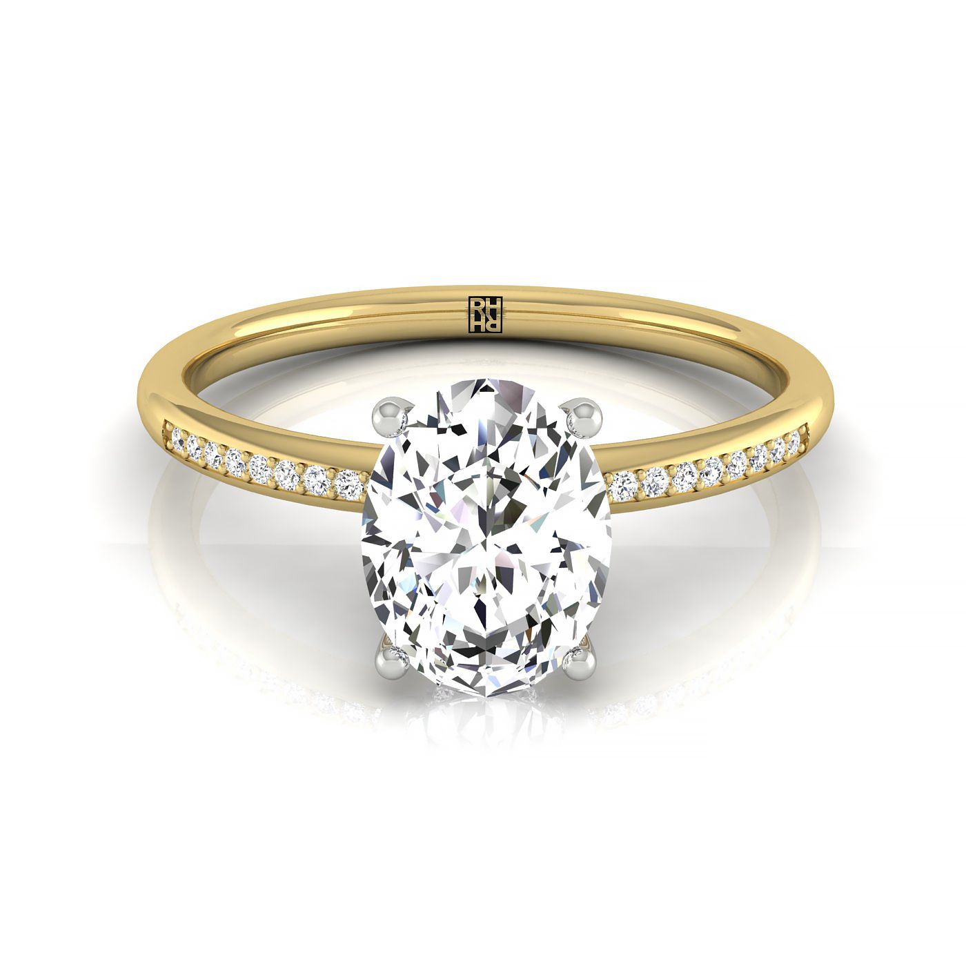 The Brenda Hidden Halo Engagement Ring Setting for Oval Diamonds in 18K Yellow Gold, photo 8 | RockHer