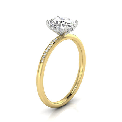 High Hidden Halo Oval, in 18K Yellow Gold – side profile | RockHer