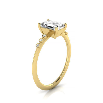 Emerald Cut, Bezel Accent Solitaire Emerald, in 18K Yellow Gold – side profile | RockHer