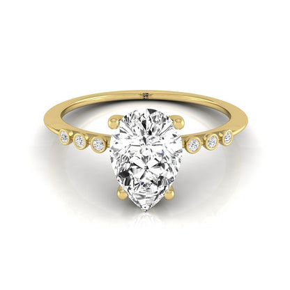Bezel Accent Solitaire Princess, in 18K Yellow Gold – front view | RockHer